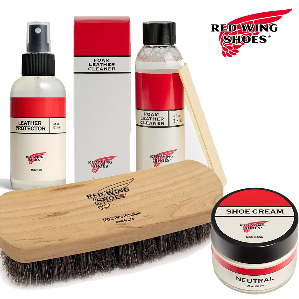 【コットンクロスプレゼント！】レッドウィング 純正ケア用品 ブーツクリーム フォームレザークリーナー レザープロテクター ブラシ メンテナンス4点セット【航空便対象外商品】