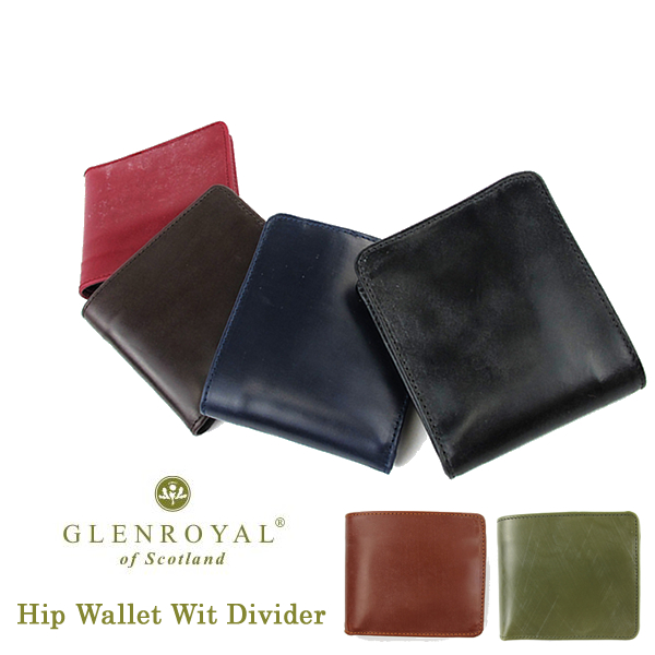 美品 GLEN グレンロイヤル 二つ折り財布 レザー ネイビー プレゼントにもおすすめ♪おしゃれな二つ折り財布♪