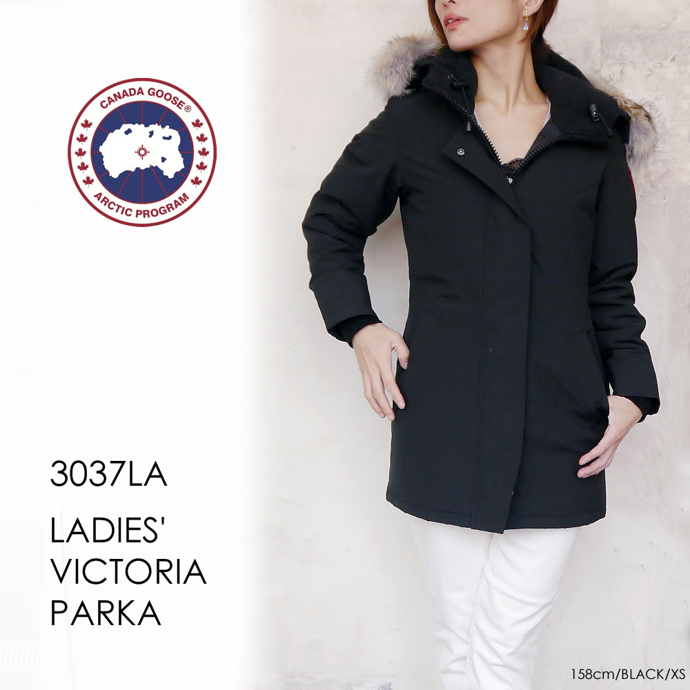 カナダグース Canada Goose ビクトリアパーカー ヴィクトリアパーカー VICTORIA PARKA FF ダウン ジャケット コート 3037LA レディース 21秋冬 フード コヨーテファー ダブルジップ ミドル丈 アウター ブラック XS/S/M