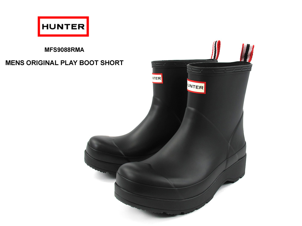【HUNTER】 レインブーツ ショート ゴア ネイビー メンズ HUNTER ハンター レインブーツ メンズ MFS9116RMA ブラック 黒