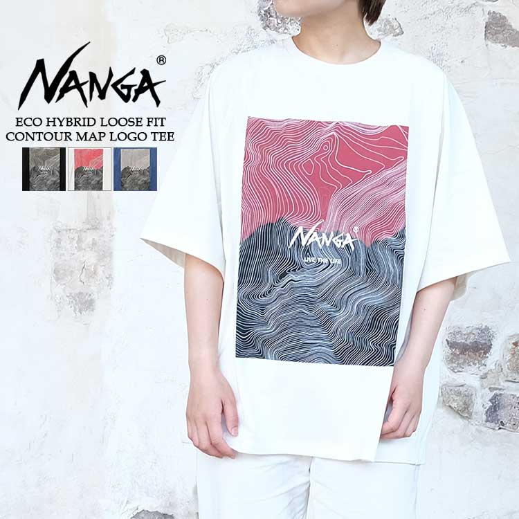 【メール便可】ナンガ Tシャツ メンズ レディース 新作 半袖 ロゴ クルーネック オーバーシルエット オーバーサイズ ビッグTシャツ ブラック/ホワイト/ネイビー NANGA #N1RP