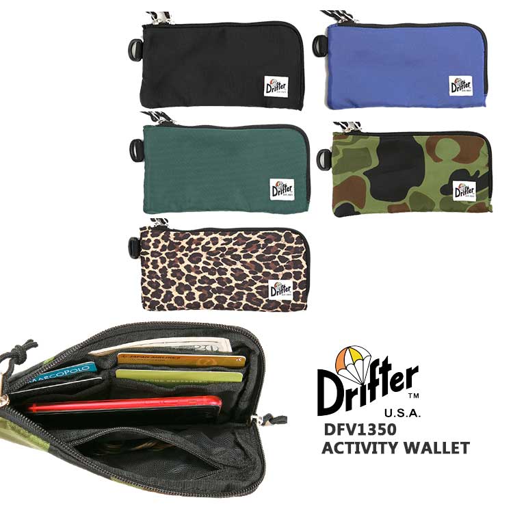 【メール便可】 ドリフター 財布 レディース メンズ アクティビティ ウォレット 長財布 ロングウォレット Drifter アクティビティ ロングウォレット ブラック/ブルー/グリーン/迷彩/カモ柄/レオパード/ヒョウ柄 DFV1350