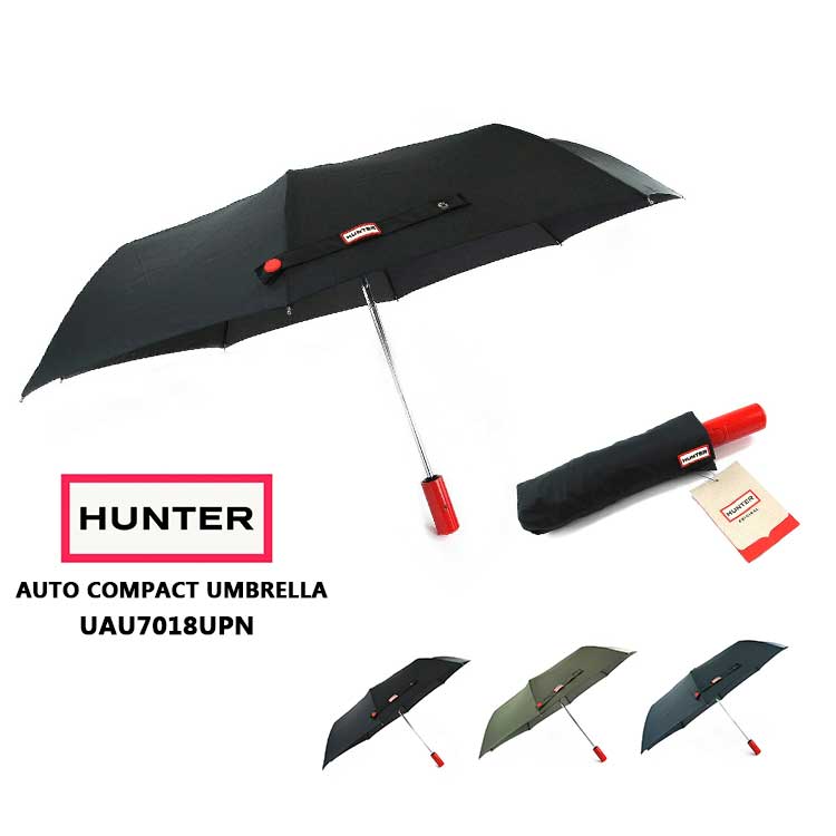 ハンター 折り畳み傘 レディース メンズ HUNTER 自動 ワンタッチ 傘 ブラック/ダークオリーブ/ネイビー 55cm UAU7018UPN