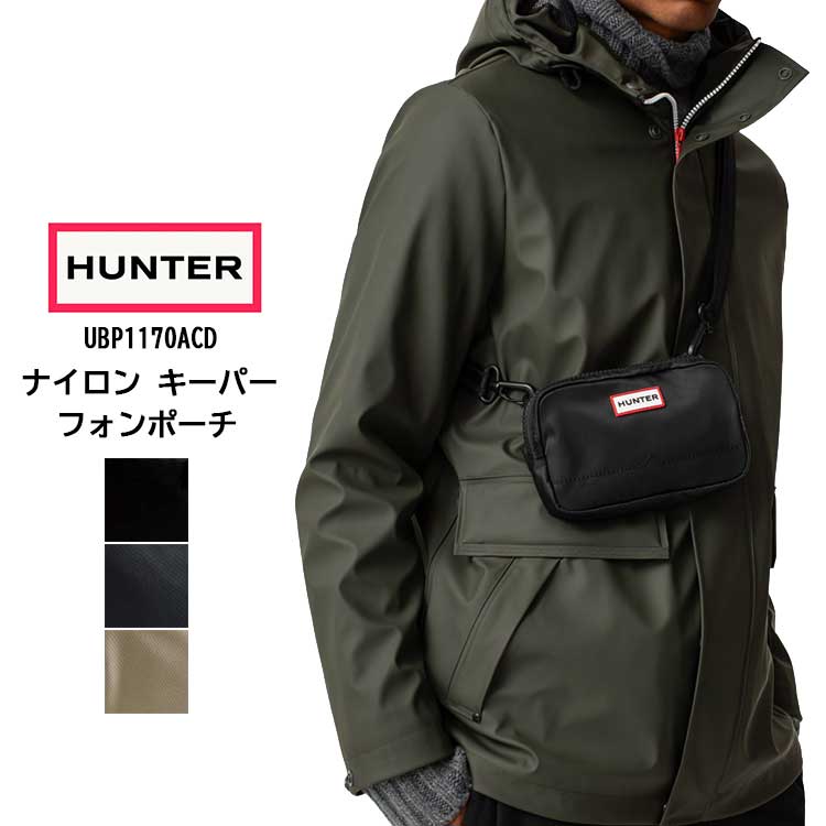 【メール便可】 ハンター フォンポーチ レディース メンズ HUNTER ナイロン キーパー スマホポーチ ショルダーバッグ クロスボディ ナイロン ロゴ ブラック/ネイビー/ホワイト UBP1170ACD