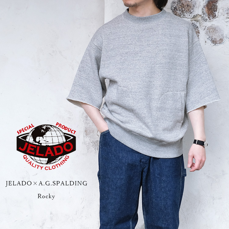 JELADO ジェラード JELADO×A.G.SPALDING Rocky ロッキー AG81234 半袖スウェット 日本製 コットン メンズ 〔FL〕