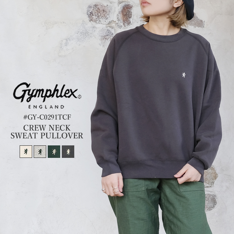 ジムフレックス スウィングスリーブ クルーネック スウェット プルオーバー レディース トップス Gymphlex SWING SLEEVE CREWNECK SWEAT PULLOVER LADIES アイボリー／グレー／グリーン／チャコール 12／14／S／M #GY-C0291TCF