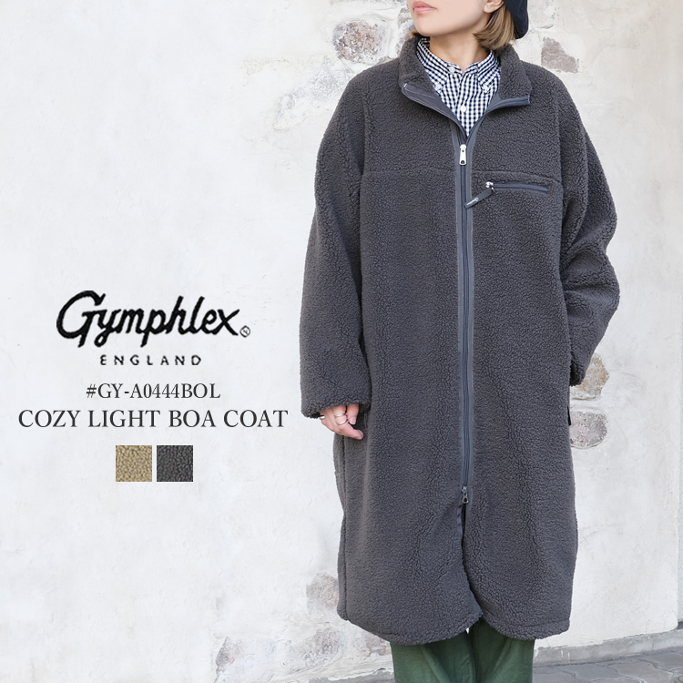 ジムフレックス コージーライトボア コート レディース アウター Gymphlex COZY LIGHT BOA COAT LADIES カーキベージュ／コールグレー 14／M #GY-A0444BOL