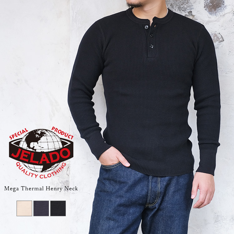 JELADO ジェラード AB94236 Mega Thermal Henry Neck メガサーマル ヘンリーネック サーマルTシャツ ロンT コットン メンズ 〔FL〕