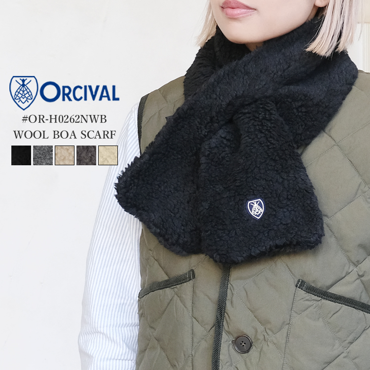 オーシバル オーチバル ウールボア スカーフ マフラー レディース ORCIVAL WOOL BOA SCARF MUFFLER LADIES ブラック／チャコール／グレー／ベージュ／ブラウン／エクリュ FREE #OR-H0262NWB
