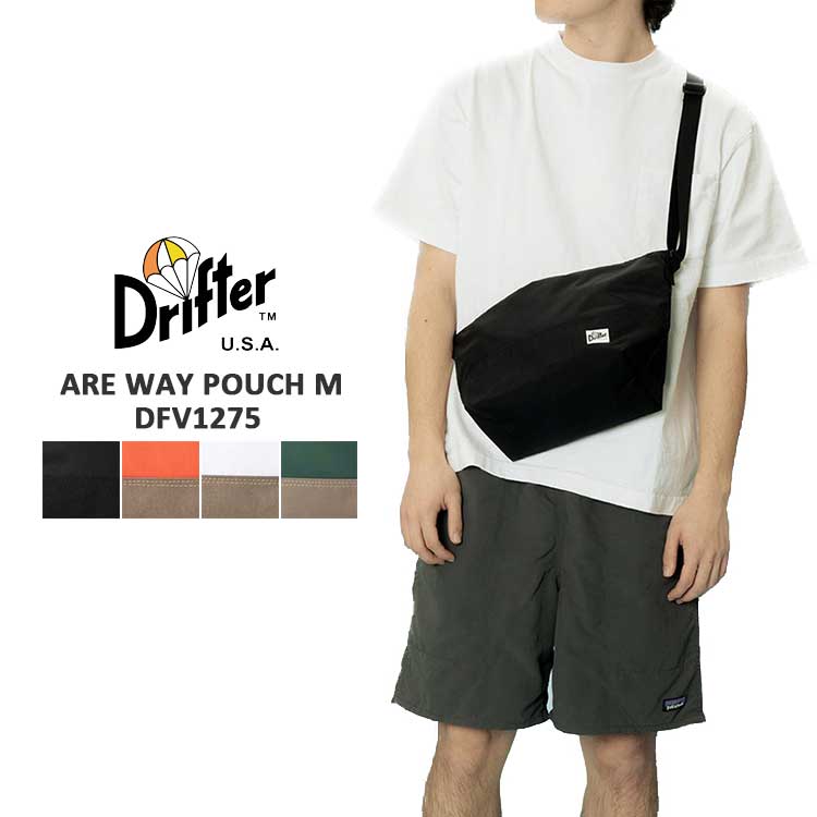 ドリフター ショルダーバッグ レディース メンズ アーウェイ ポーチ エム ダブルジップ Drifter ARE WAY POUCH M ブラック オレンジ ベージュ ホワイト グリーン DFV1275