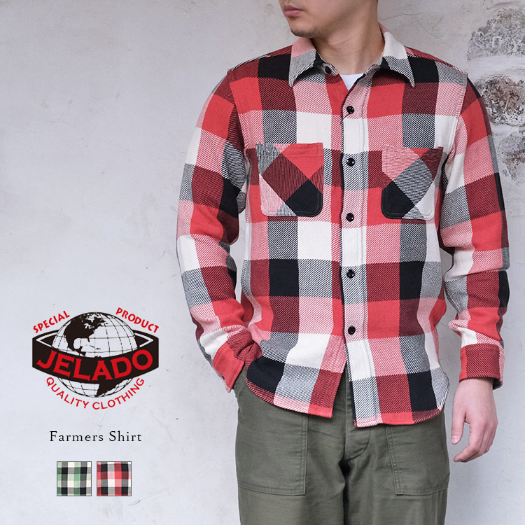 JELADO ジェラード Farmers Shirt ファーマーズシャツ JP01123 ネルシャツ チェックシャツ コットン 日本製 メンズ 〔FL〕