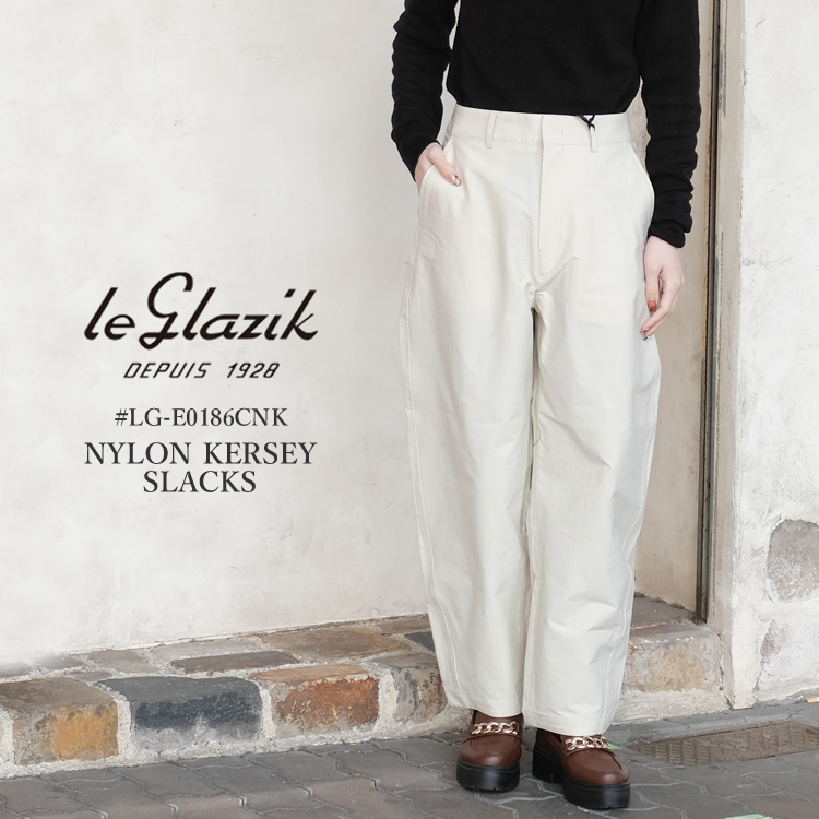 ルグラジック ナイロンカルゼ スラックス パンツ レディース ボトムス Le Glazik NYLON KERSEY SLACKS PANTS LADIES<br>アイボリー 34／36 #LG-E0186CNK