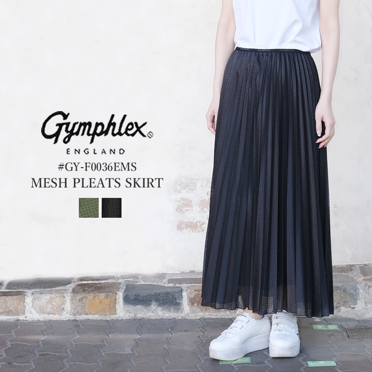 ジムフレックス ポリエステル メッシュ プリーツ スカート レディース ボトムス Gymphlex POLYESTER MESH PLEATS SKIRT LADIES オリーブ／カーキ／ブラック 14／Free #GY-F0036EMS