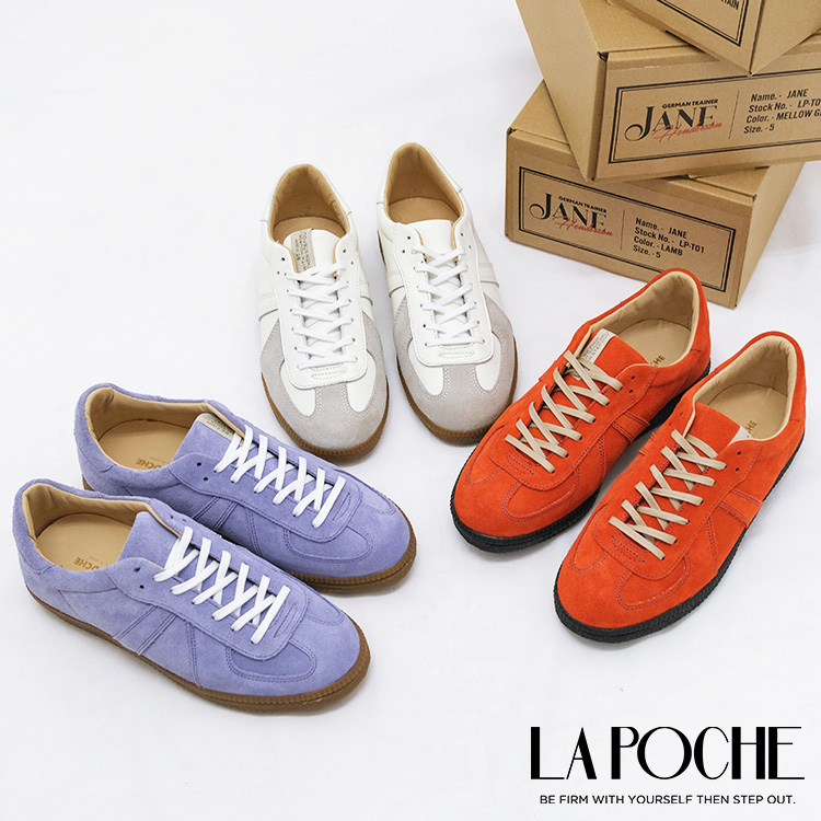 LA POCHE ラポシュ JANE ジェーン ジャーマントレーナー ホースレザー カーフスエード 馬革 牛革 ミリタリー レディース 〔FL〕