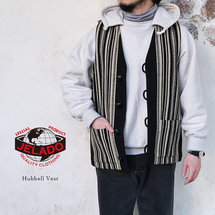 JELADO ジェラード CB02540 Hubbell Vest ハベルベスト チマヨ 尾州 ウール コットン ナイロン ブラック アメカジ メンズ 〔FL〕