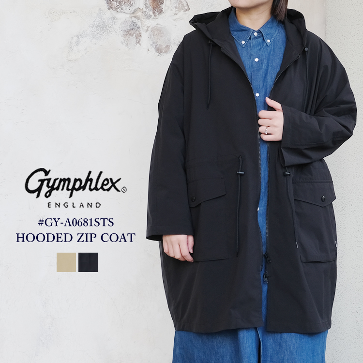 ジムフレックス フード付き ジップコート レディース アウター Gymphlex HOODED ZIP COAT LADIES ベージュ／ブラック 14 #GY-A0681STS