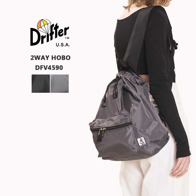ドリフター DRIFTER バッグ 2WAY HOBO 2ウェイホーボー レディース メンズ DFV4590 軽量 ナイロン スリング ワンショルダー バックパック 16L ブラック グレー 約28×40×18cm