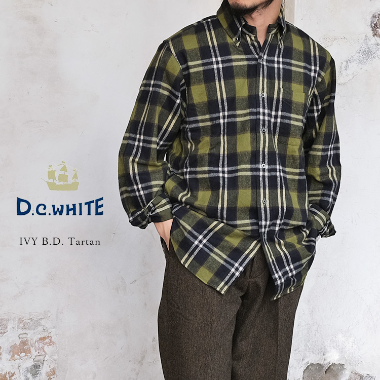 D.C.WHITE ディーシーホワイト IVY B.D.Tartan アイビーBDシャツ タータン フランネル チェック柄 ボタンダウン コットン アイビー トラッド アメトラ 日本製 メンズ 〔FL〕