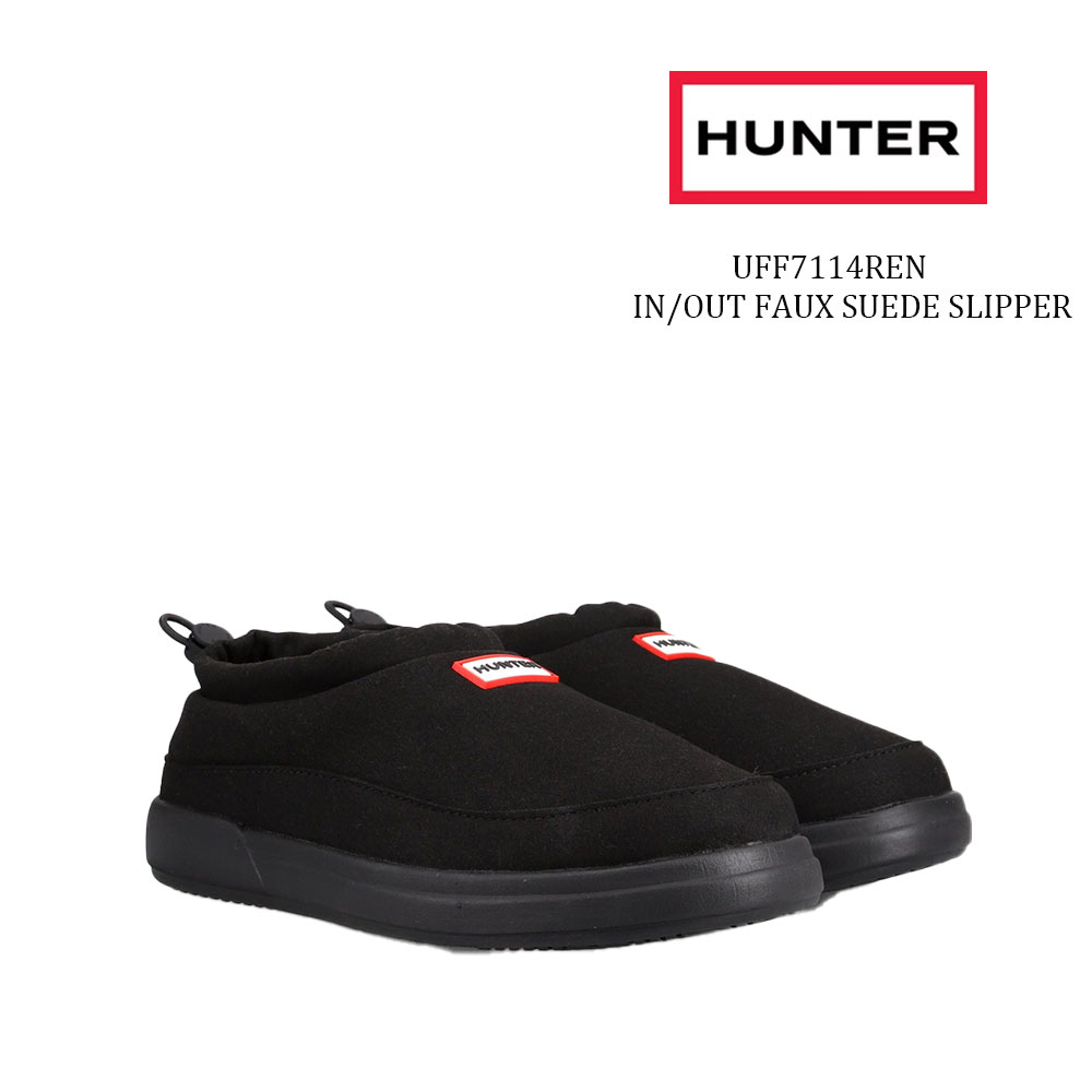 ハンター イン アウト ビーガン スエード スリッパ レディース メンズ シューズ ブラック 4 5 6 7 8 9 23cm-28cm HUNTER UFF7114REN