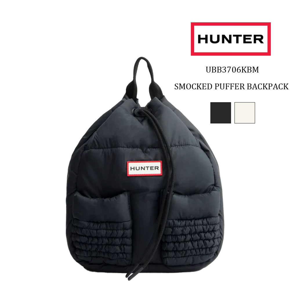 ハンター リュック スモークド パファー バックパック 軽量 撥水 ロゴ ブラック ホワイト UBB3706KBM