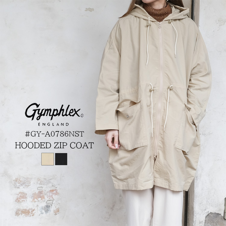 ジムフレックス GYMPHLEX アウター レディース #GY-A0786NST フード付き ジップコート ナイロン100% ベージュ ブラック 14 中国製