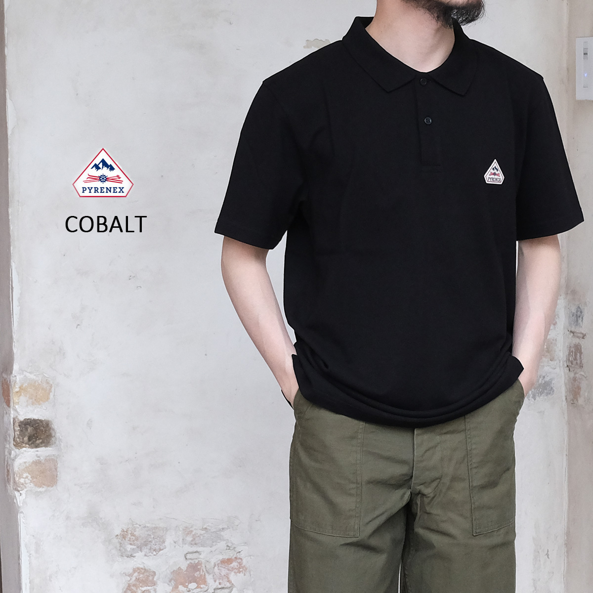 PYRENEX ピレネックス ポロシャツ COBALT コバルト メンズ レディース ユニセックス HMZ012 半袖ポロシャツ オーガニックコットン 鹿の子 ピケ レギュラーフィット BLACK ブラック M L ポルトガル製