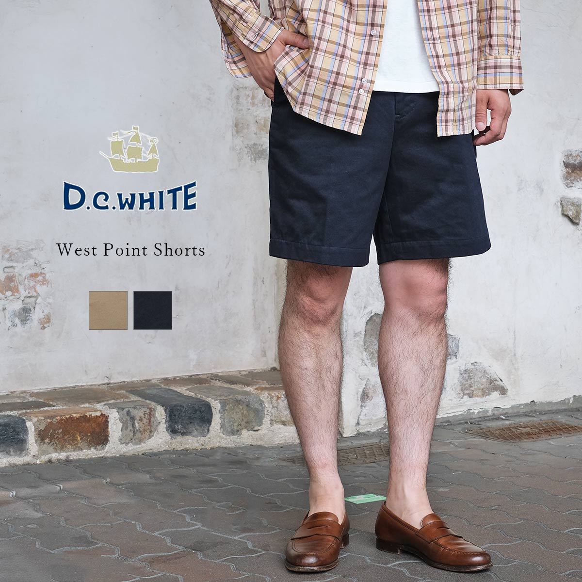 D.C.WHITE ディーシーホワイト West Point Shorts ウエストポイントショーツ チノショーツ トラッド アイビー アメトラ コットン メンズ 〔FL〕