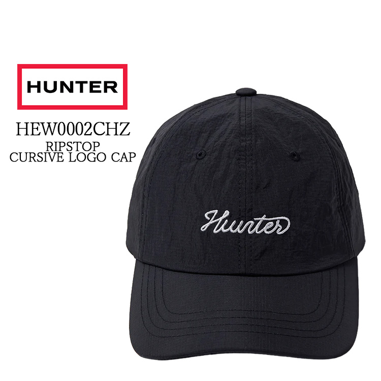 ハンター HUNTER 帽子 HEW0002CHZ レディース メンズ ユニセックス リップストップ 筆記体 ロゴ キャップ 撥水 ブラック BLK フリーサイズ