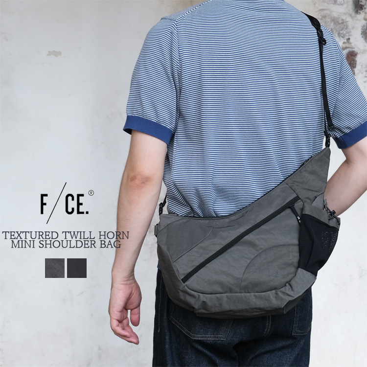 F/CE. エフシーイー ショルダーバッグ TEXTURED TWILL HORN MINI SHOULDER BAG メンズ レディース FTT36262B0001 テクスチャードツイルホーン ミニショルダーバッグ チャコール ブラック