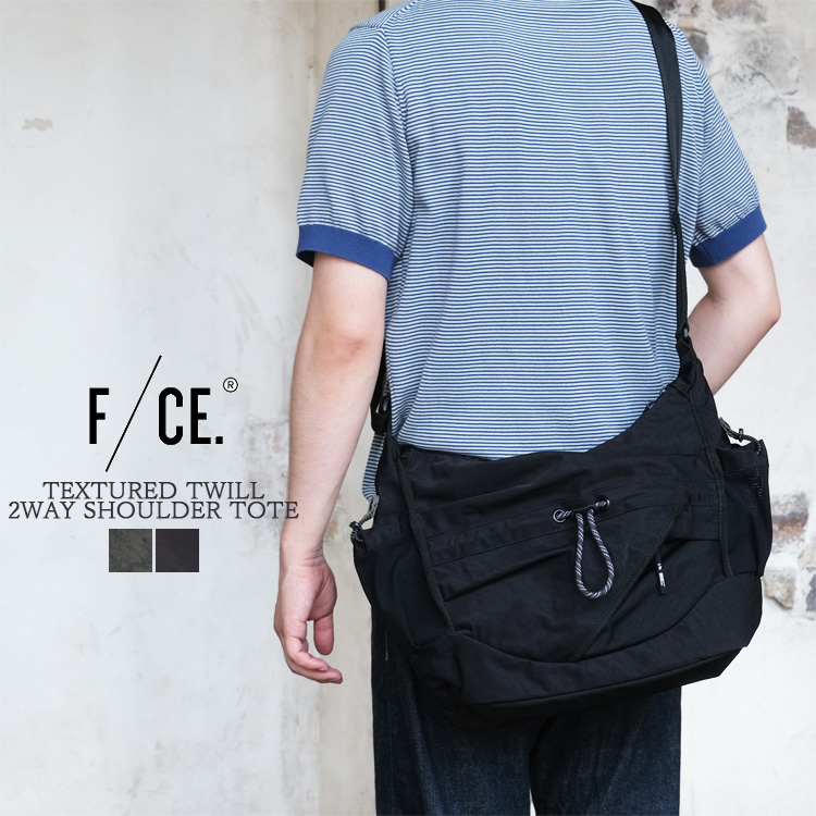 F/CE. エフシーイー ショルダーバッグ TEXTURED TWILL 2WAY SHOULDER TOTE メンズ レディース FTT36262B0003 テクスチャード ツイル 2ウェイ ショルダートート チャコール ブラック
