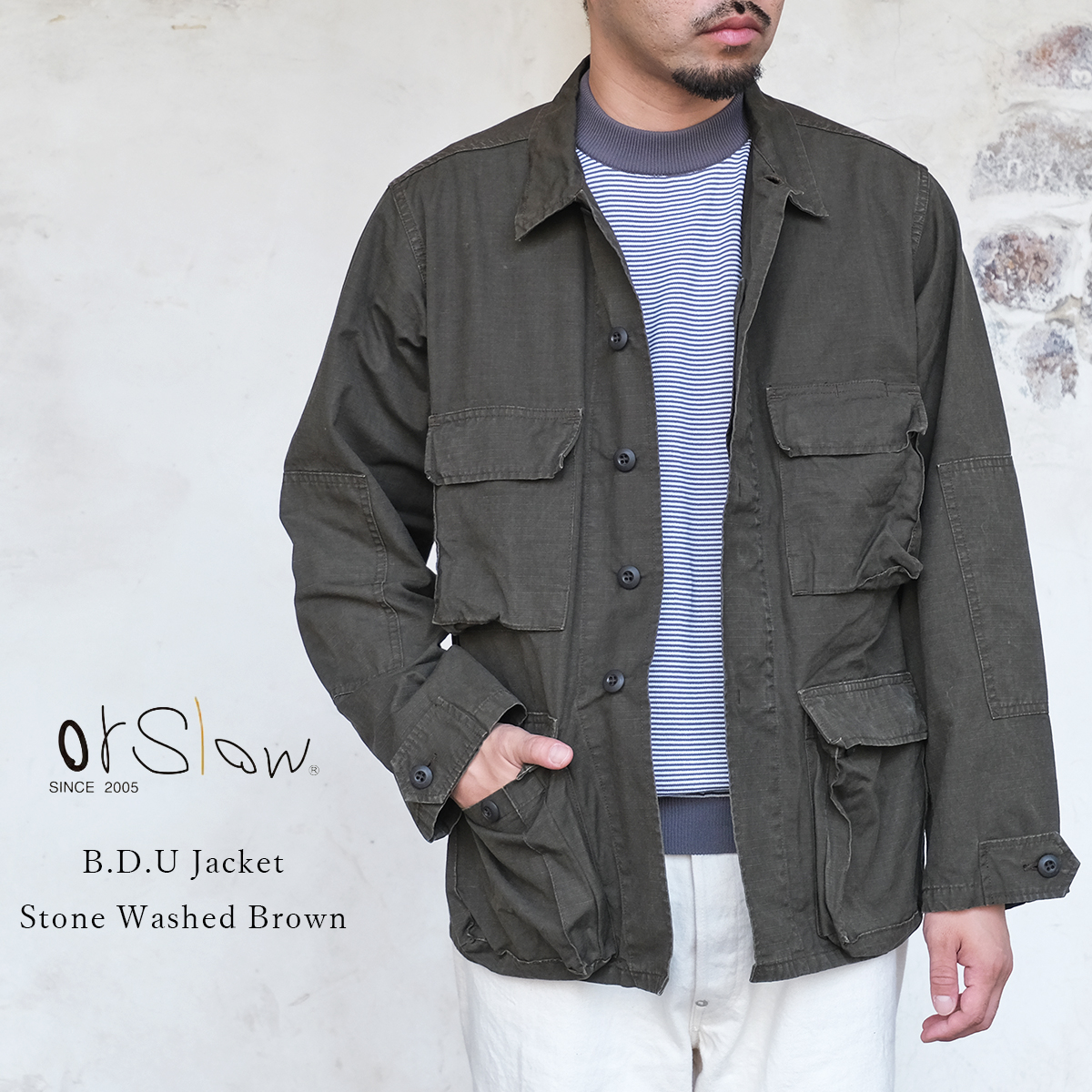 orSlow オアスロウ 01-6110-52S B.D.U JACKET Stone Washed Brwon ブラウン ストーンウォッシュ コットン リップストップ 日本製 メンズ 〔FL〕