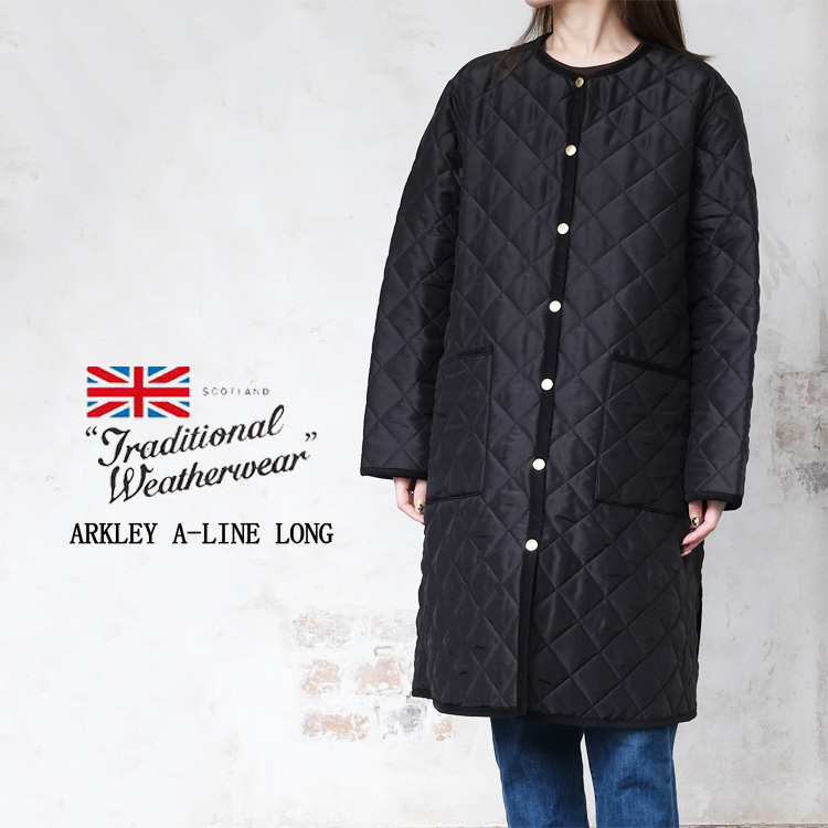 トラディショナル ウェザーウェア Traditional Weatherwear アウター レディース #L262APQCO0486AA ARKLEY A-LINE LONG キルティング ジャケット ロング丈 ブラック 中国製