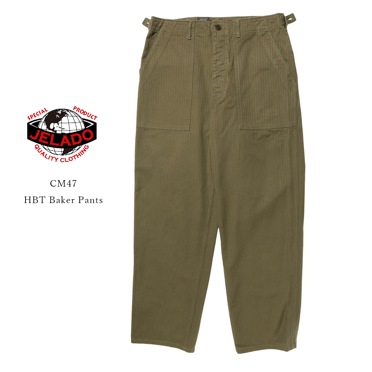 JELADO ジェラード CT94347 CM47 HBT Baker Pants ベイカーパンツ ヘリンボーン ツイル Olive オリーブ COMBAT MILLS ミリタリーパンツ 軍パン コットン メンズ 〔FL〕