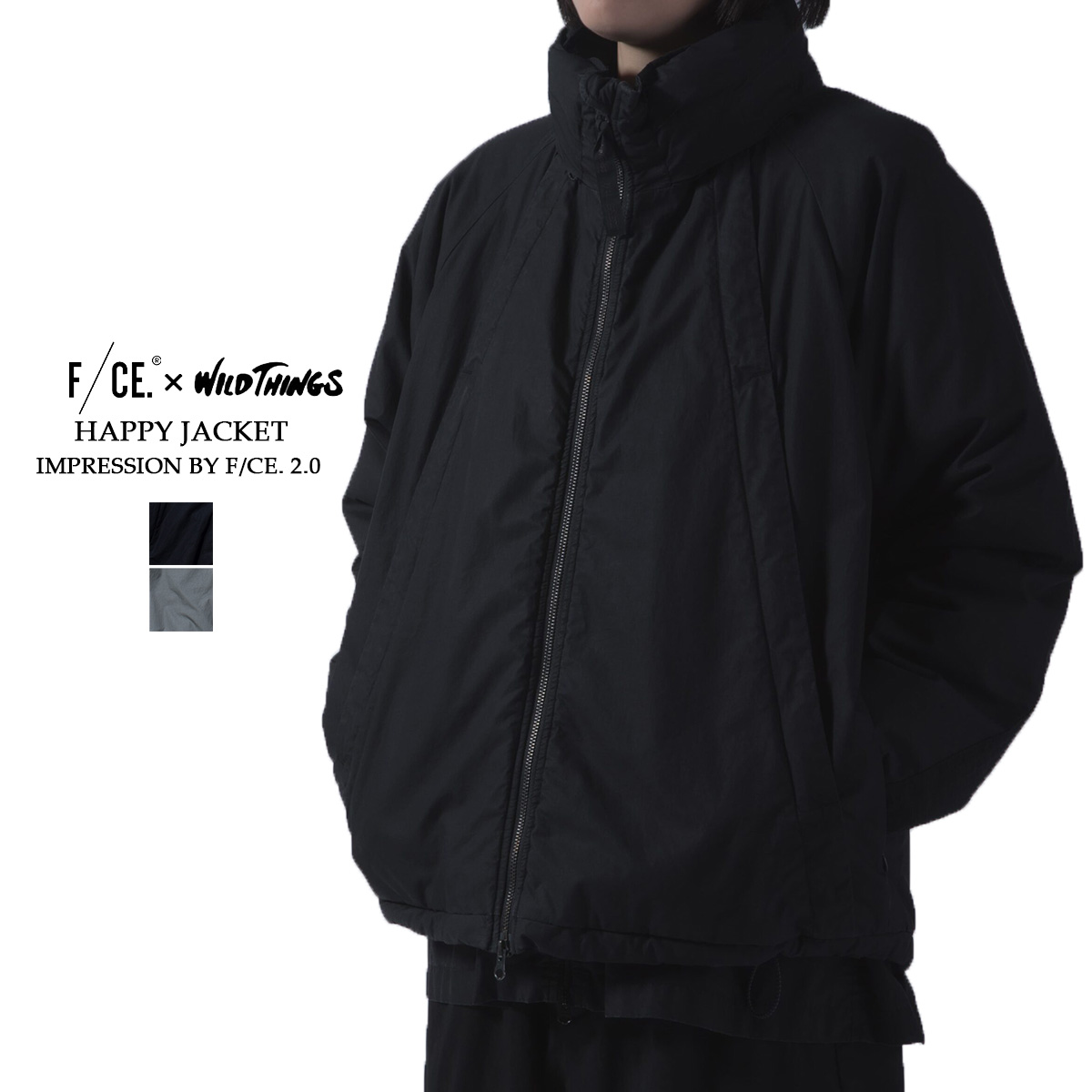 エフシーイー ワイルドシングス F/CE. WILD THINGS HAPPY JACKET IMPRESSION BY F/CE. ハッピージャケット FSP08262U0001 メンズ レディース 中綿ジャケット ブラック S M L XL