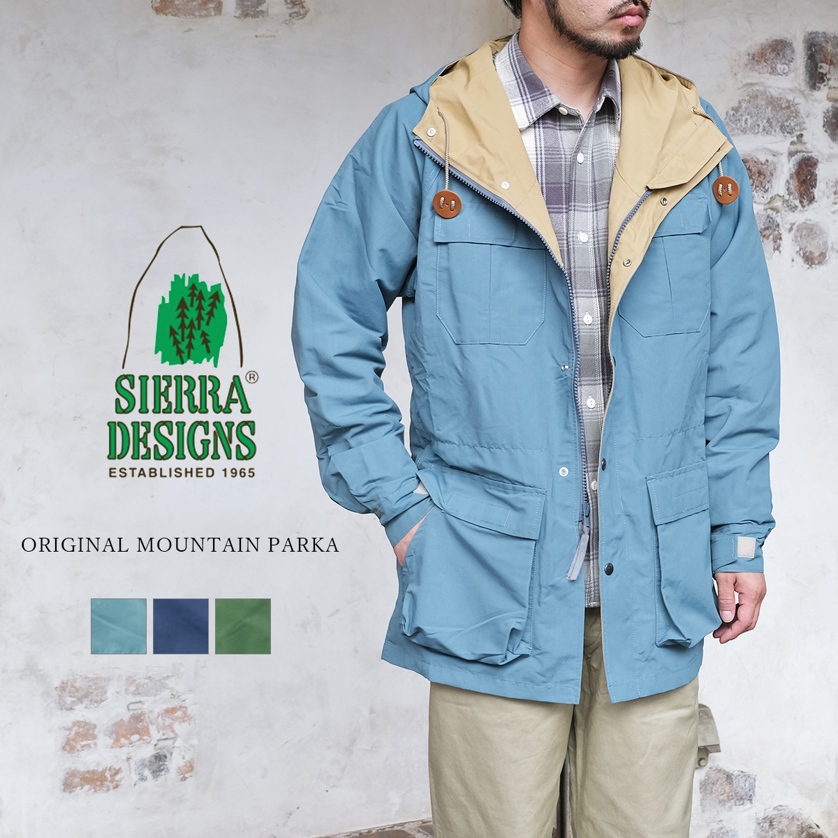 SIERRA DESIGNS シエラデザインズ ORIGINAL MOUNTAIN PARKA オリジナル マウンテンパーカー ロクヨンクロス コットン ナイロン 日本製 メンズ シェラデザインズ