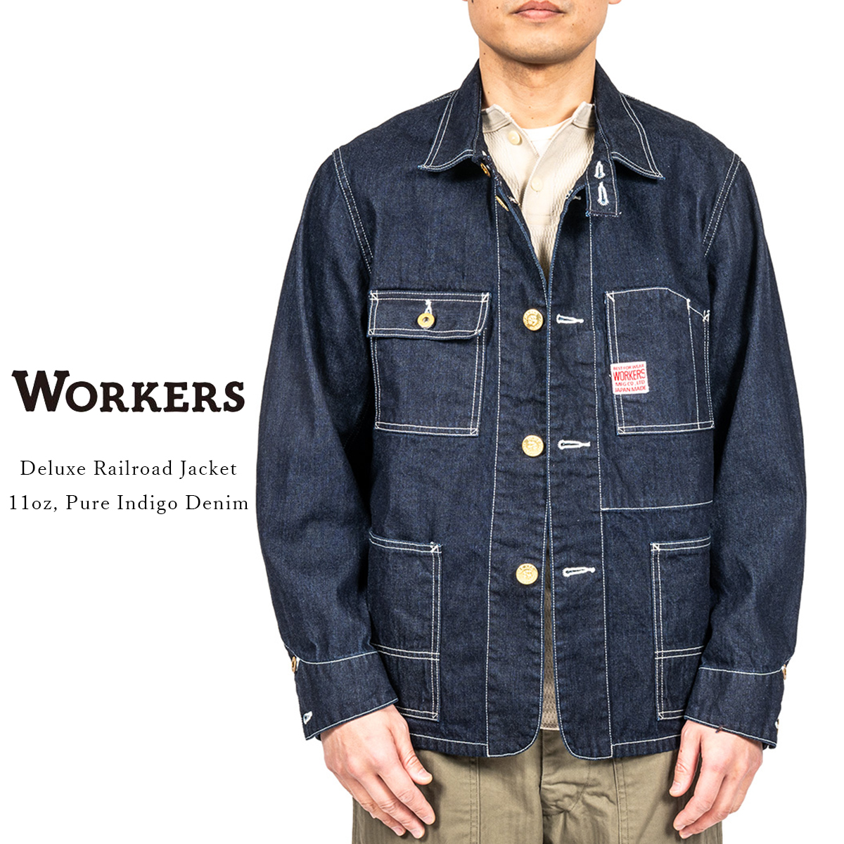 WORKERS ワーカーズ Deluxe Railroad Jacket デラックス レイルロード ジャケット 11oz ピュアインディゴ デニム カバーオール ワークジャケット メンズ 日本製