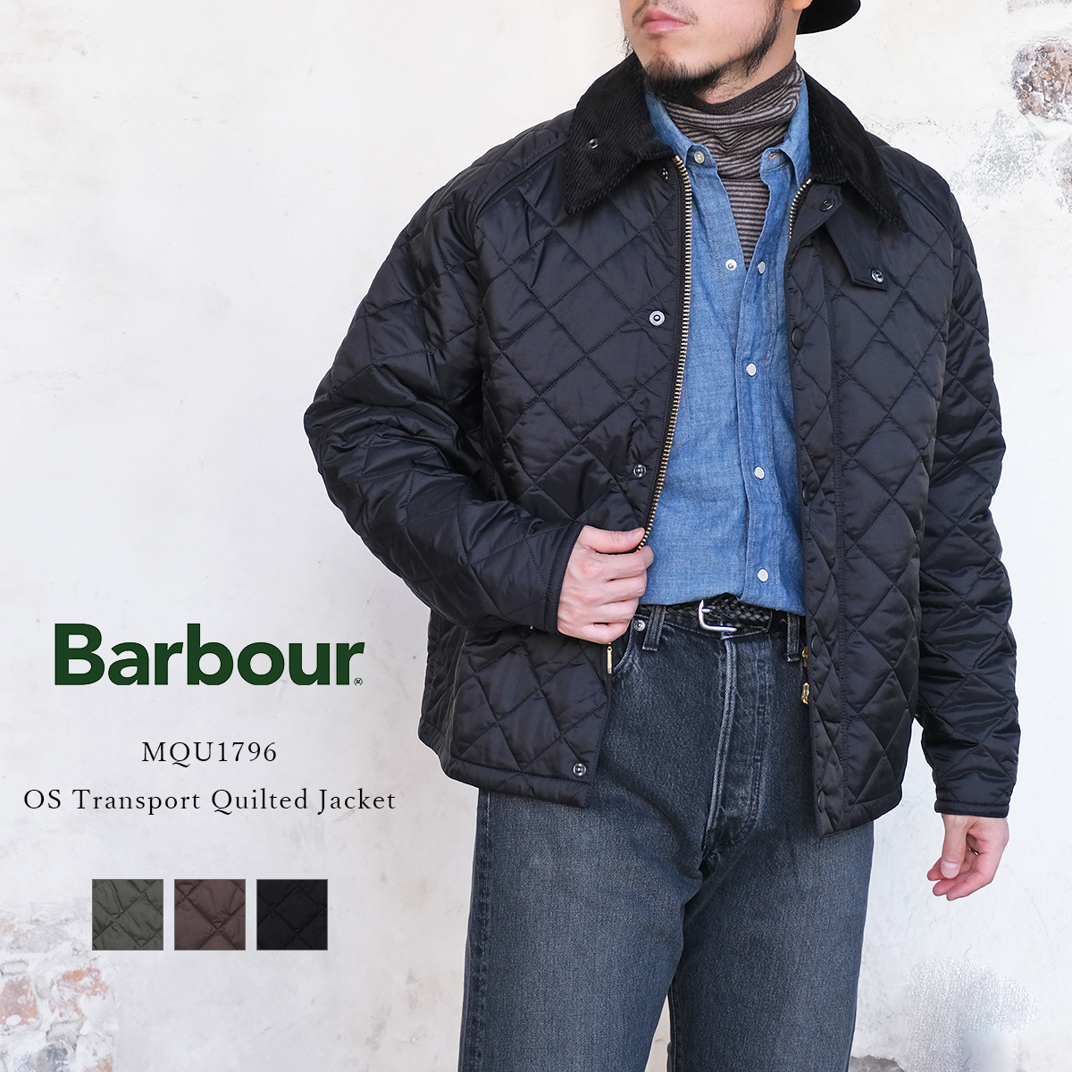 Barbour バブアー OS TRANSPORT QUILTED JACKET オーバーサイズ トランスポート キルティングジャケット MQU1796 メンズ 中綿 ジャケット ショート丈 ダイヤモンドキルト ナイロン アウター 秋冬 英国