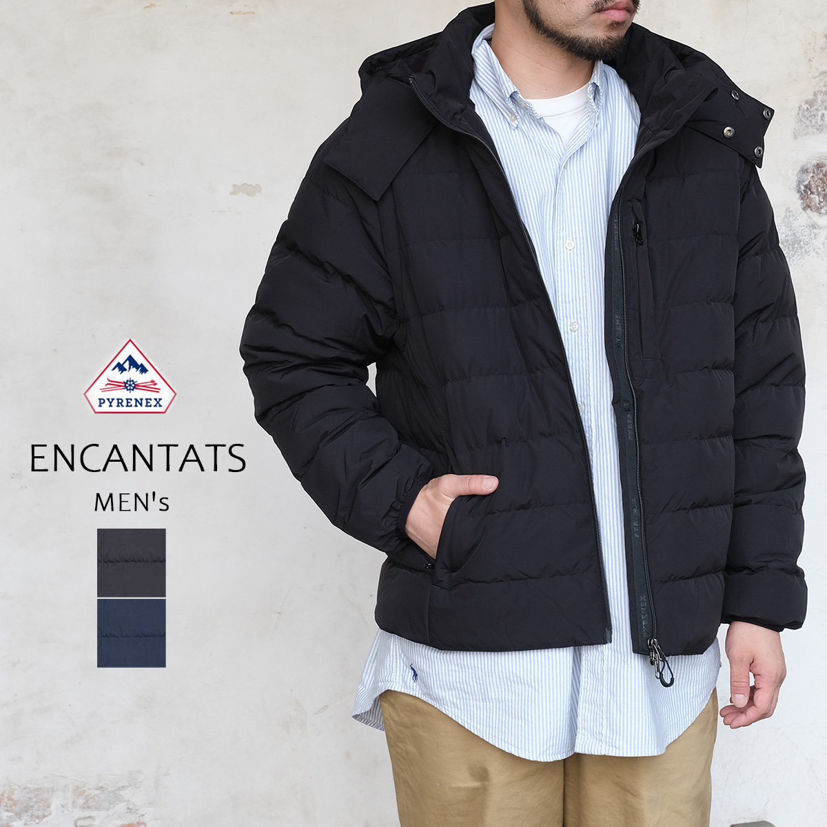 ピレネックス PYRENEX ダウン ジャケット ENCANTATS アンカンタ HMAA011 メンズ フレンチダックダウン 800FP ダウンジャケット 2WAY ダウンベスト ブラック ネイビー S M L XL