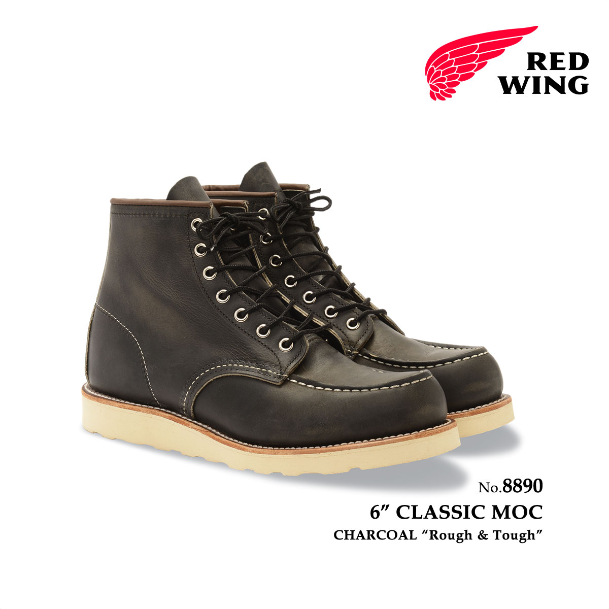 REDWING レッドウィング 6インチ クラシックモック チャコール ラフ＆タフ メンズ ブーツ 8890