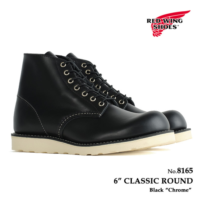 REDWING レッドウィング メンズ ブーツ 6インチ クラシックラウンド レディース  ブラック クローム レザー 8165