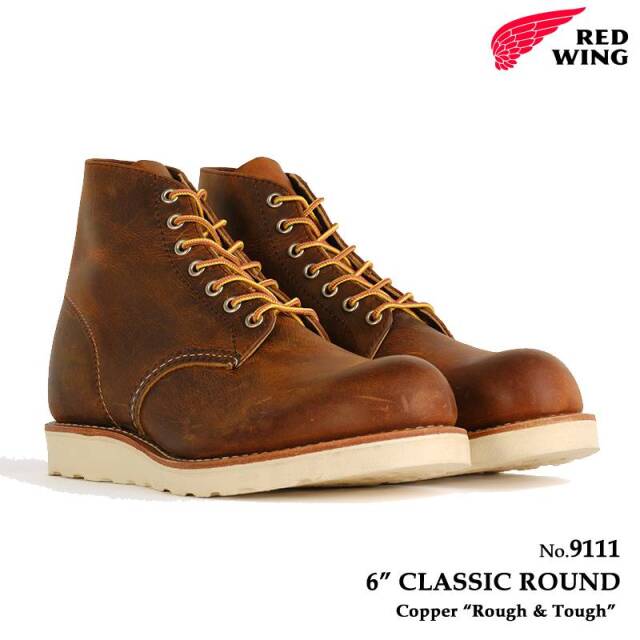 REDWING レッドウィング メンズ ブーツ 6インチ クラシックラウンド レディース  カッパー ラフアンドタフ 9111