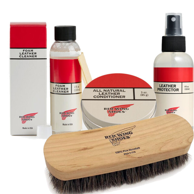 レッドウィング 純正ケア用品 レザーコンディショナー レザークリーナー レザープロテクター ブラシ メンテナンス4点セット〔FL〕【航空便対象外商品】