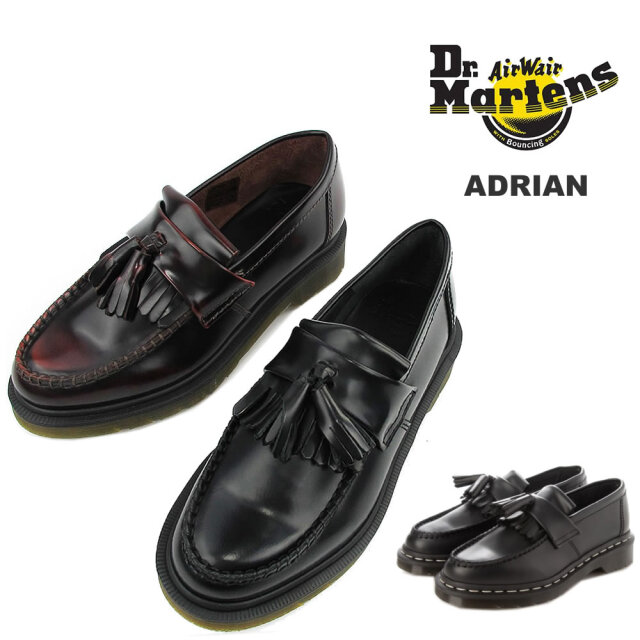 ドクターマーチン レディース タッセル ローファー エイドリアン Dr.Martens ADRIAN チェリーレッド ブラック ホワイトステッチ 14573601/14573001/26805001