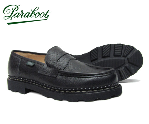 パラブーツ メンズ ローファー ランス *ブラック Paraboot Reims 173732 GR NOIR グレインレザー ノアール シボ革〔FL〕