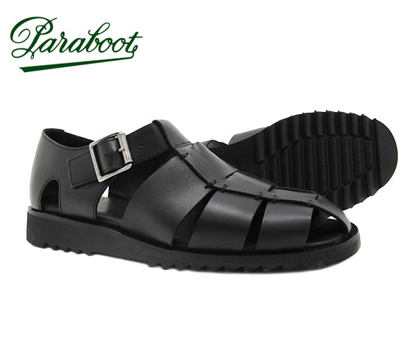 パラブーツ メンズ パシフィック *ブラック Paraboot PACIFIC 123312 レザーサンダル ノアール 黒 グルカサンダル〔FL〕