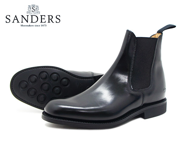 【お手入れ用ケアローションプレゼント中♪】SANDERS サンダース レディース Chelsea Boot チェルシー ブーツ 1829B ブラック サイドゴア スリッポン 〔FL〕