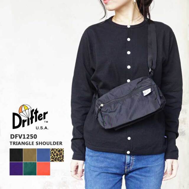 【メール便可】 ドリフター ショルダーバッグ レディース メンズ Drifter トライアングルショルダー TRIANGLE SHOULDER 軽量 カバン ブラック/ベージュ/ブルー/レオパード/パープル/グリーン/オレンジ DFV1250