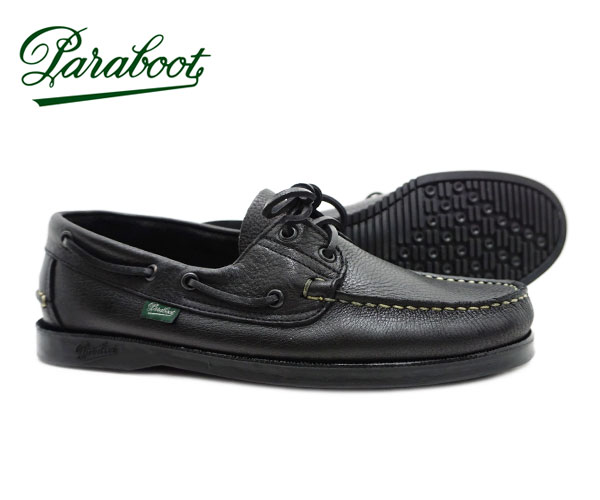 パラブーツ メンズ デッキシューズ バース *ブラック グレインレザー Paraboot Barth 780512 シボ革〔FL〕