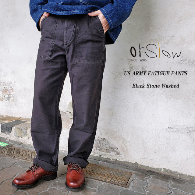 orSlow オアスロウ 01-5002 US ARMY FATIGUE PANTS ファティーグパンツ ベイカーパンツ ミリタリー ブラック コットン 日本製 〔FL〕