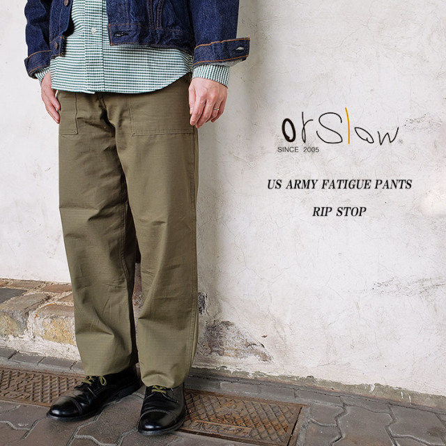 orSlow オアスロウ 01-5002-76 US ARMY FATIGUE PANTS ファティーグパンツ Army Green ベイカーパンツ ミリタリー リップストップ コットン 日本製 〔FL〕